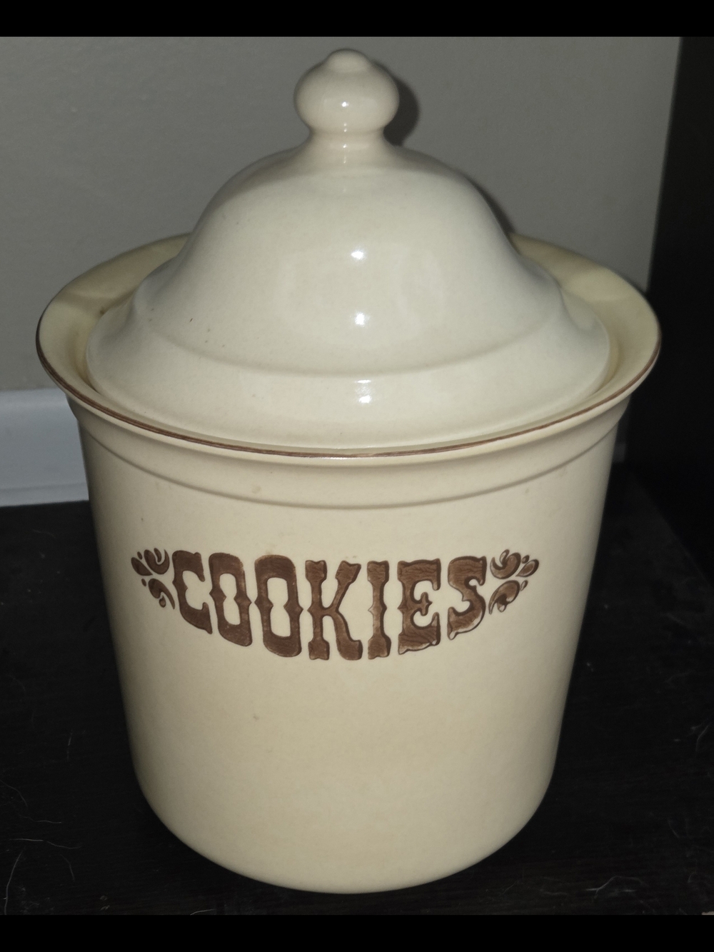 Vintage Pfaltzgraff Village 
cookie jar in like brand new condition